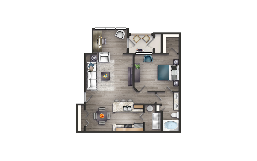 Cleveland II - Newly Redesigned + Bonus Room - 1 bedroom floorplan layout with 1 bath and 921 square feet.
