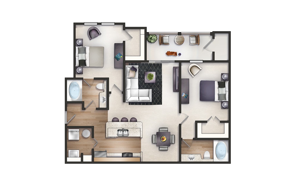 Jasmine - 2 bedroom floorplan layout with 2 baths and 1196 square feet. Jasmine - 2 bedroom floorplan layout with 2 baths and 1196 square feet.