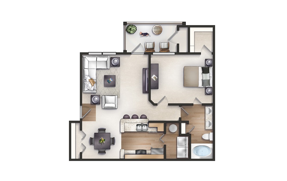 Poinsett - 1 bedroom floorplan layout with 1 bath and 857 square feet. Poinsett - 1 bedroom floorplan layout with 1 bath and 857 square feet.