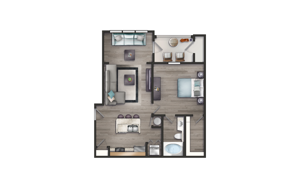 Reedy II Newly Renovated + Bonus Room - 1 bedroom floorplan layout with 1 bath and 801 square feet.
